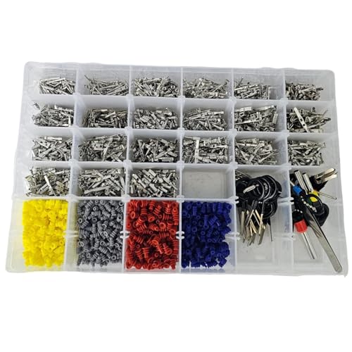 2250pcs Car Electrical Terminal Male Female Crimp Seals Automotive Wire Connectors pin kit Terminal Removal Male Female Crimp Pins Non-Insulated Plug 1/1.5/1.8/2.2/2.8/3.5mm Auto Non-Insulated Plug