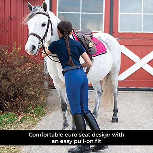 Elation Red Label Sport Breeches (Blue), Easy Pull On Riding Breeches For Kids - Anti-Slip Knee Grip Horse Riding Breeches – Euro Seat Style Childrens Breeches – Suitable For All Seasons #TOP6