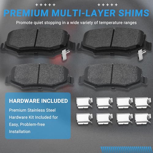 Image of Brake Pads Rear Set Compatible with Dodge Nitro, Jeep Liberty Wrangler, Jeep Wrangler JK Automotive Replacement Rear Brakes Semi-Metallic D1274