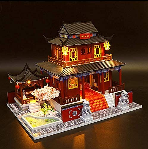 DIY-Puppenhaus-Modell Der Antiken Stadt Im Chinesischen Stil Mit Led-Licht Miniatur-Puppenhaus-Bausatz Mit Möbeln… – Bild 4