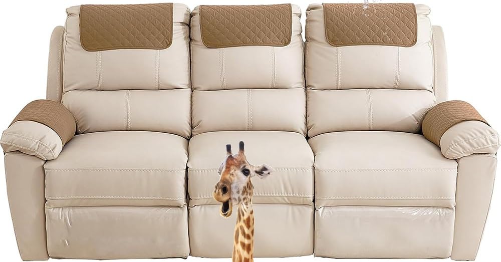 Mercri Camel Color Couch Headrest Cover Sofa Armrest Cover Recliner Chair Arm Cover Sofa Headrest Slipcovers Nonslip Armchair Cover For Recliner Leather Sofa Couch Protector (Color : Size : 3 Seats)
