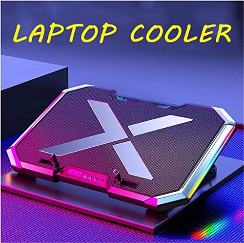 Base refrigeradora para laptop ajustable con 5 ventiladores silenciosos, 2 puertos USB y luces RGB, compatible con laptops de 12 a 17 pulgadas miniatura 2
