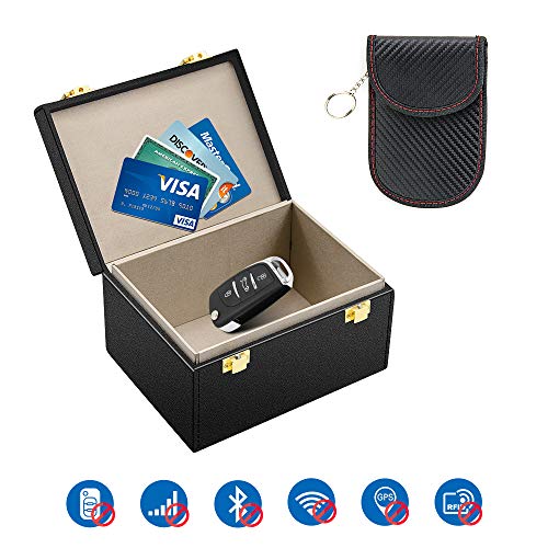 Kolaura Bloc de signal de clé de voiture avec pochette de sécurité pour clé de voiture, blocage RFID pour appel, cartes, boîte sans clé