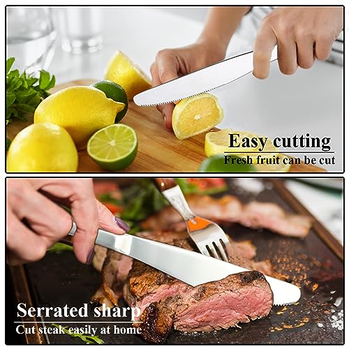 Evanda Dinner Knives 12 Pieces, Table Knife, Stainless Steel Steak Knives Cutlery Set, Butter Knives Set, Dishwasher safe, 1.silver - Image 5