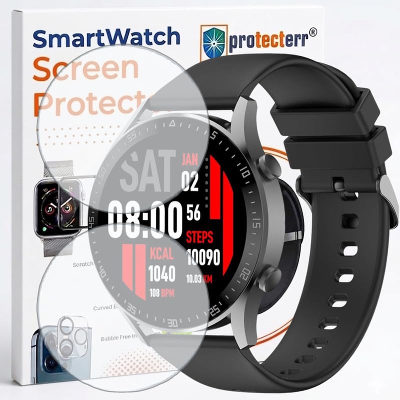 Image of 2-Pack Screen Protector for Fire Boltt Talk 2 Pro 1.39 inch Smartwatch - Flexible TPU Screen Guard, HD Clear, Anti Scratch, Bubble Free, Full Coverage Film - Not Tempered Glass