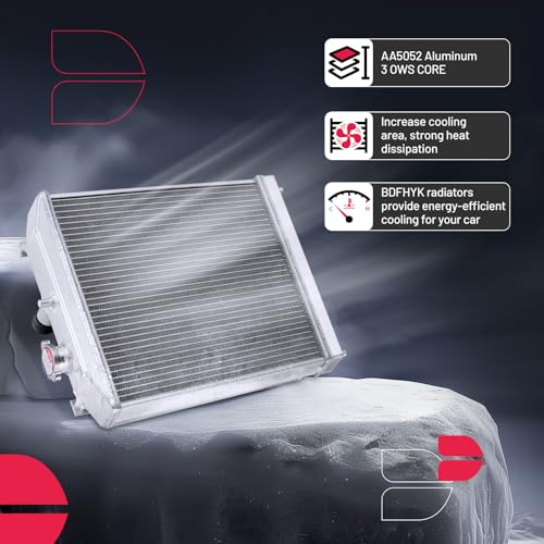 Image of BDFHYK 3-Row Radiator with Cooling Fan & Thermostat Switch for Chevrolet C10 C20 K10 K20 1975-1980, for Camaro 1970-1981, for GMC C1500, Aluminum Core 52mm, CU162 162