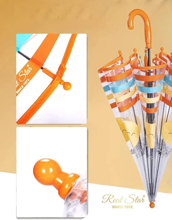 Image of Rainbow Smiling Sun Umbrellas Children Magic Cloud Transparent, See through Dome Umbrella for Children, Umbrella for Girls and Boys, Umbrella for Kids