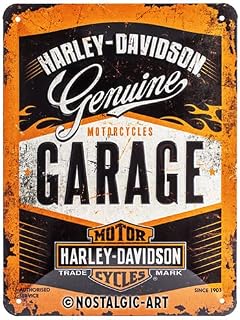 Nostalgic-Art Retro Tin Sign  Harley-Davidson Garage  Gift idea for motorcycle fans, Metal Plaque, Vintage design for wall decoration, 15 x 20 cm