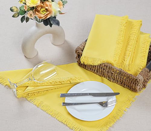Servilletas de Tela de Algodón Set x12 18x18 Pulgadas Amarillo miniatura 3