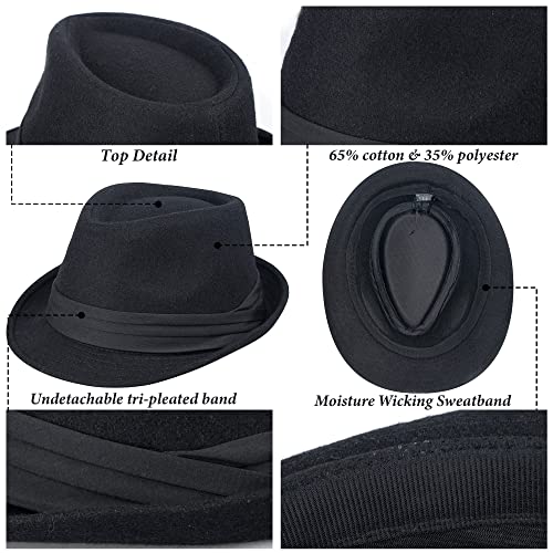 Utowo Kids-Felt-Fedora-Trilby-Hat Toddler-Boys Derby Cuban Hat Jazz-Cap thumb #3