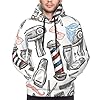 MUSM Barber Shop Monochrome Style Print Men'S Hood... #4