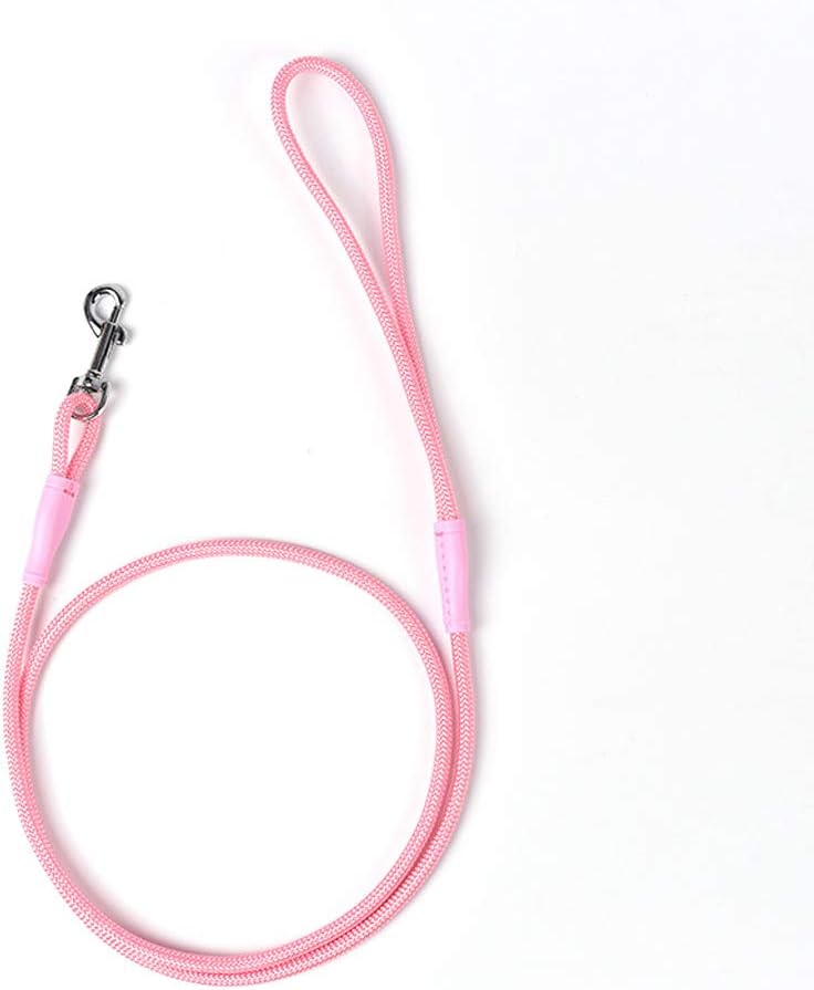 4 FT Dog Leash Nylon Dog Training Leash Rope Lead Braided Dog Rope for Small Medium Large Dogs Walking Training Hiking Jogging (Pink, Large)