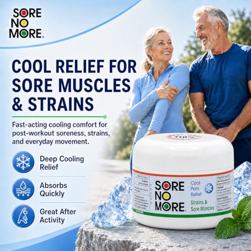 Image of Sore No More Cool Relieving Gel for Muscles & Joints Aches & Pains Associated with Strains, Bruises & Sprains | Absorbs Quickly with a Refreshing Lemon Aroma | 2 oz Jar