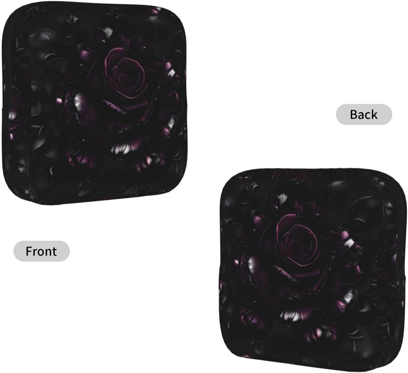 Gothic Rose Print Print Women Period Bag Sanitary Pouch Portable Pad Pouch Tampon Holder Small Zipper Pouch Storage Bag