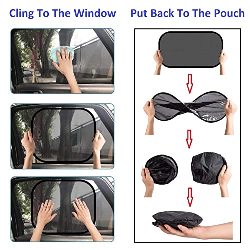 Image of Car Window Curtain Sticky Sun Shades for Hyundai Grand I10, 2013-2017 Model, Universal Fit Sunshades for Side Window, Rear Window, Color : Black, 4 Pieces