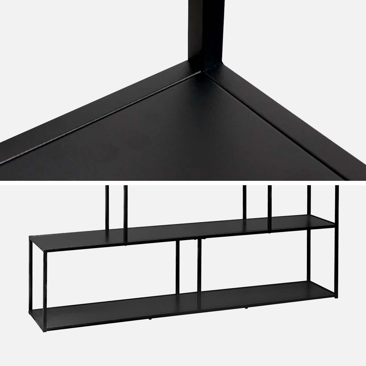 Libreria industriale a scala in metallo, 4 livelli Nero - 160x30x157 cm