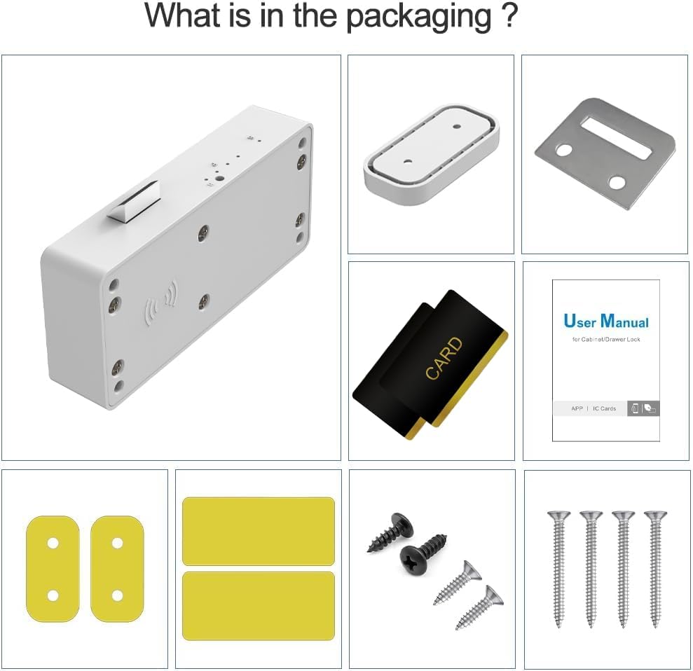 Miniatura 9 de eLinkSmart - Cerradura de gabinete oculta para cajón con tarjeta RFID, NFC, cerradura de puerta de armario de seguridad infantil para cocina,