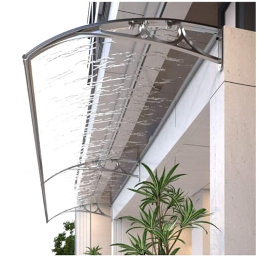 Toldo de aluminio para puerta y ventana con panel transparente de 80 cm 2