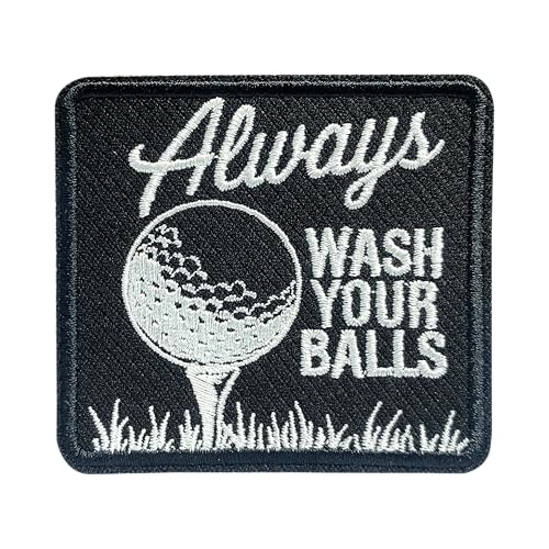 Always Wash Your Balls Patch 3 Inches Golf Ball Gifts for Golfer Funny Gifts Iron On/Sew On Embroidery Fabric Applique Patches for Trucker Hats Clothes Backpack DIY Accessories Friends Mom Gifts