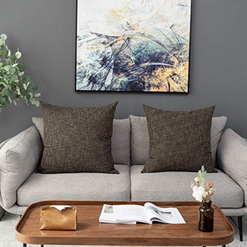 Kevin Textile Soft Solid Lined Linen Pillow Cover Durable Pillowcase Fashion Striped Star Cushion Cover, 61 x 61 cm, Set of 2, Black Gold