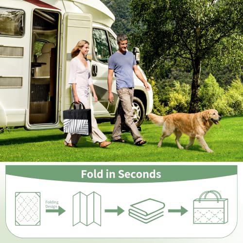 GENIMO Outdoor Rug, Waterproof Plastic Rugs for Patio, 9'x12' Grey White by GENIMO - Image 8