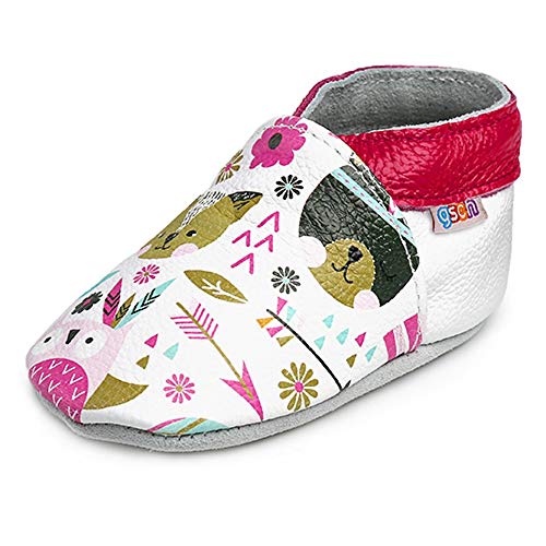 gsch Baby Walkers Shoes-Non Skid Moccasins for Boys Girls First-Walker-Shoes-Soft-Sole-Baby-Shoe-Walking-Slippers-Dinosaur-Dog-Leather-Toddler-Shoe (Pink Penguin, 151_Months)