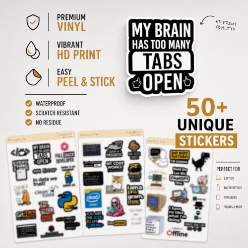 Image of Funny Tech Coding Stickers Pack | Premium Waterproof Vinyl Laptop Stickers | Programmer, Developer, Hacker & Geek Decals | Scratch Resistant for Laptop, MacBook, Water Bottle, Phone, Journal