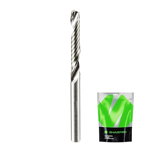 O Flute Upcut Spiral Rouer Bit 1/8 Inch Shank 1/8 Inch Cutting Dia. Carbide Single Flute CNC Router Bit, Ideal for Aluminum, Plastic, Acrylic, Wood, MDF and PVC