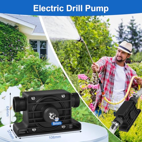 Flintronic Bohrmaschinenpumpe, Wasserpumpe, 900 L/H Selbstansaugende Transferpumpe, Akkuschrauber Pumpe, mit 2m Schlauch aus, für Wasser Öl Kraftstoffe Dieselmotoren FlüSsigwasser | Max 3500 U/min