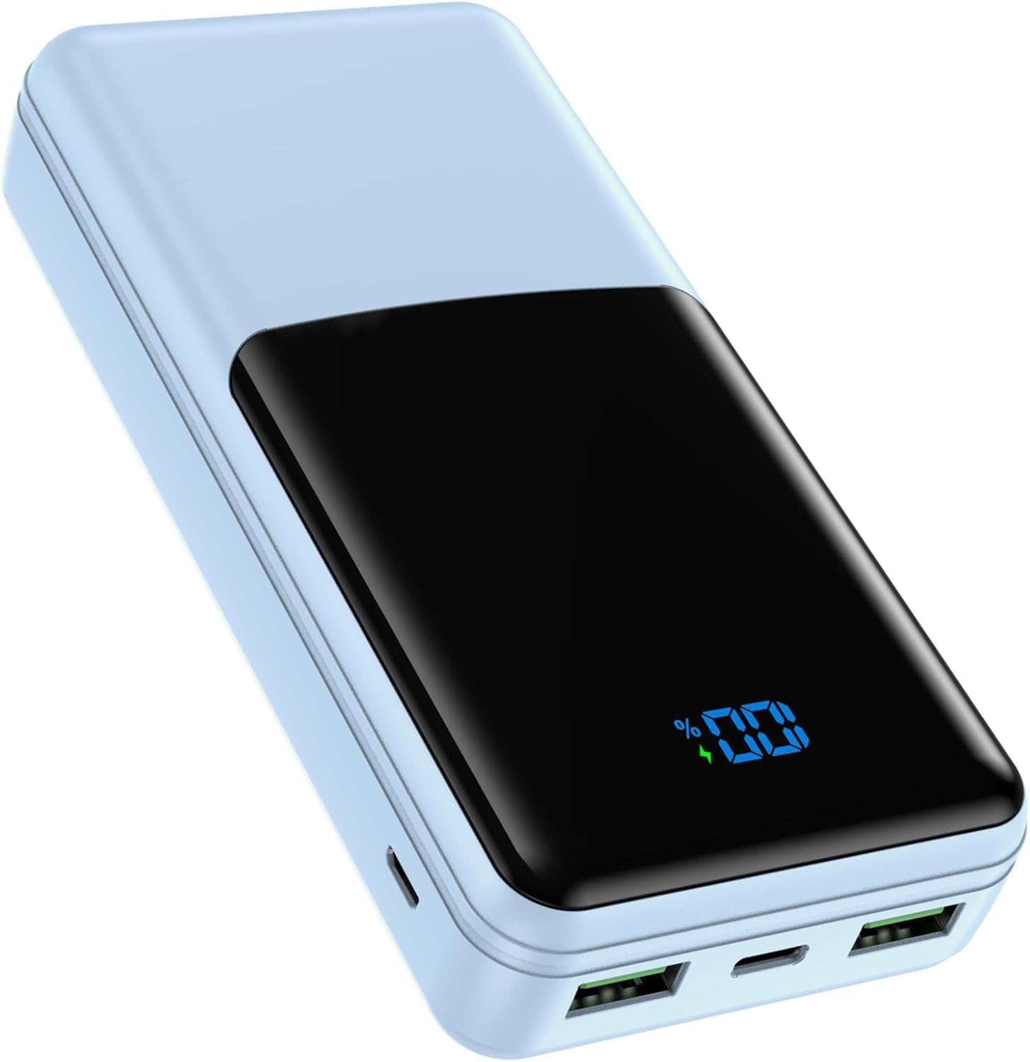 Coblob Power Bank, 27000mAh Powerbank USB C PD 30W Schnellladefunktion mit LED Display, Akkupack Externer Mobiler Akku External Battery für Handy, Smartphone, Headset und Mehr (Himmelblau)