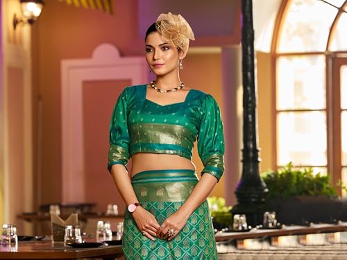 Image of SWORNOF Women's Patola silk saree for Patola festival Wedding silk with rich pallu Design sarees for women with blouse piece