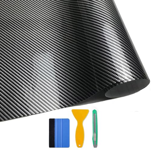 Arespark Carbon Fibre Vinyl Wrap 6D Vinyl Wrap Adapted to The Appearance and The Interior of Motorcycles Computers Cars (6D Black Tool 30cm x 150cm)