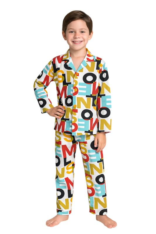 3BROS Kid's Pure Cotton Full Sleeves Night Suit/Dress for Boys/Gi...