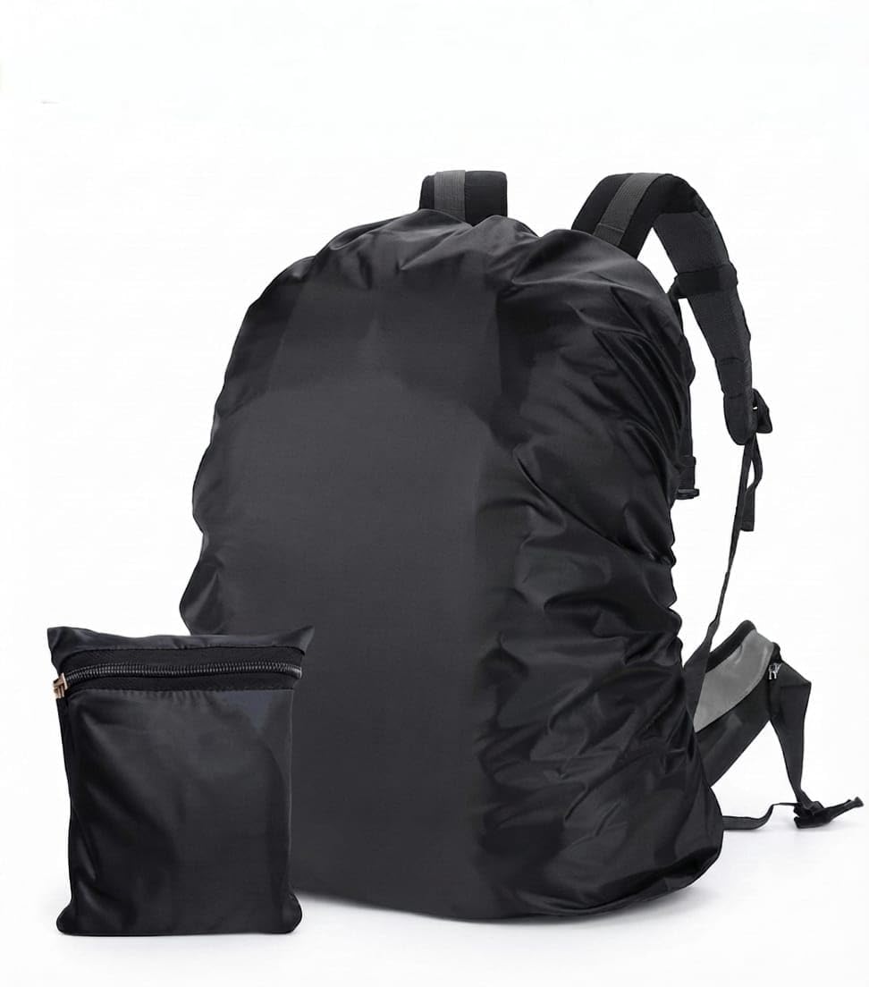 universal waterproof backpack rain cover with adjustable buckle & storage pouch, dustproof water-resistant elastic bag cover for school, college, office, hiking, trekking & travel backpacks