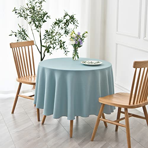 Image of maxmill Round Textured Tablecloth Spill-Proof Wrinkle Free Soft Jacquard Table Cloth for Circular Table Cover, for Dining Room Buffet Banquet Parties Holiday Dinner, 70 Inch Dusty Blue