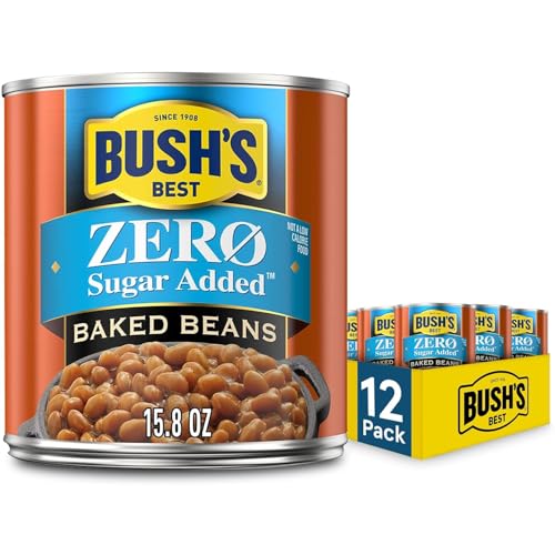 Image of BUSH'S BEST 15.8 oz Zero Sugar Baked Beans, Source Of Plant Based Protein and Fiber, Low Fat, Gluten Free, (Pack of 12)