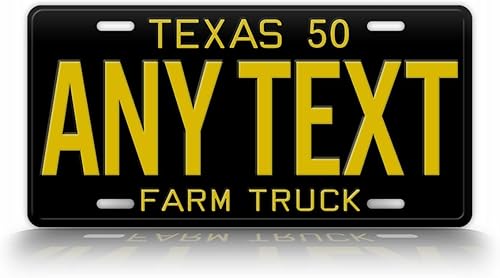 Placa de matrícula negra antigua personalizada de Texas, etiqueta para automóvil de TX personalizada vintage