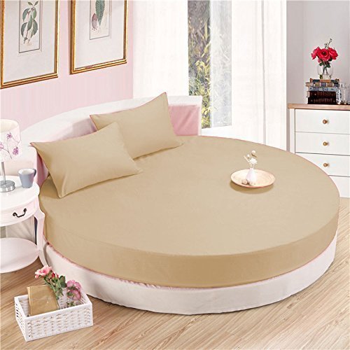LaxLinen Round Bed Sheet Set- Beige Solid 80" Diameter + Standard Size (8 to 15 Inches) Deep Pocket- Extra Soft 4 PCs Long Staple 800 TC Egyptian Quality