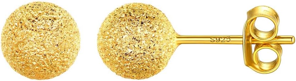 Hypoallergenic Earrings For Women Sensitive Ears Sterling Silver 7mm Big Disco Ball Stud Gold Earrings