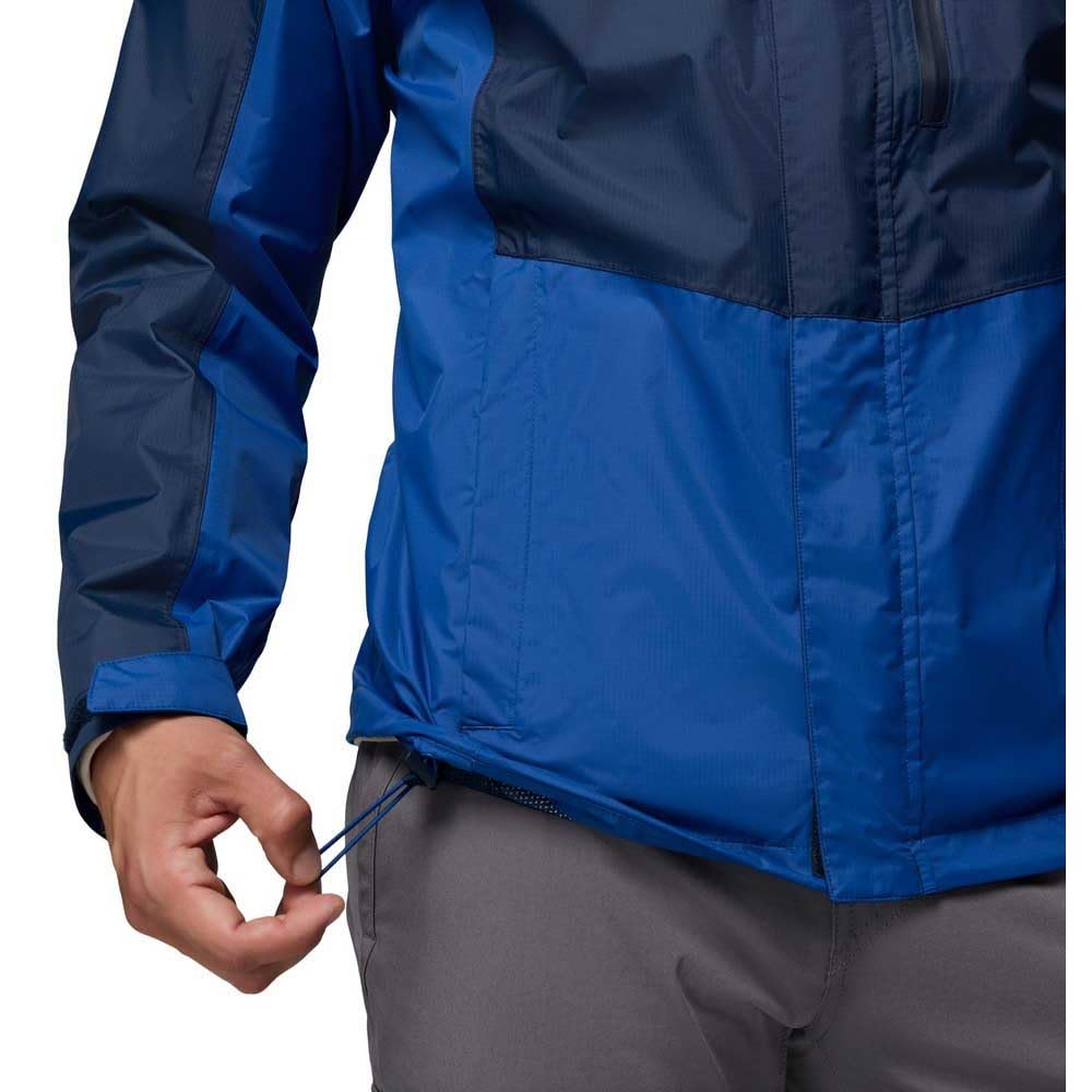 Columbia Męska kurtka Pouring Adventure 3, wodoodporna kurtka przeciwdeszczowa, Collegiate Navy, Mountain Blue, XL