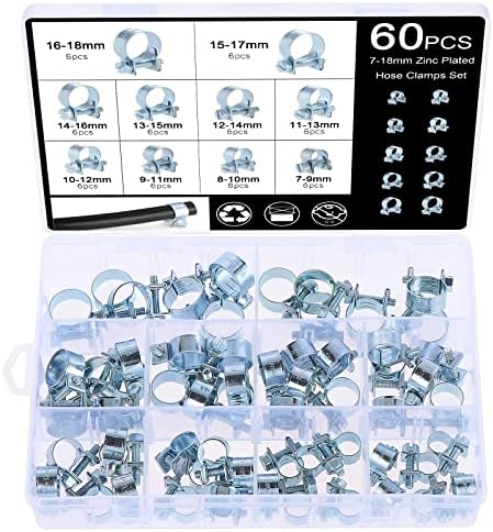 60 Stück Schlauchschellen Set - Edelstahl 304 In 7 Universalgrößen