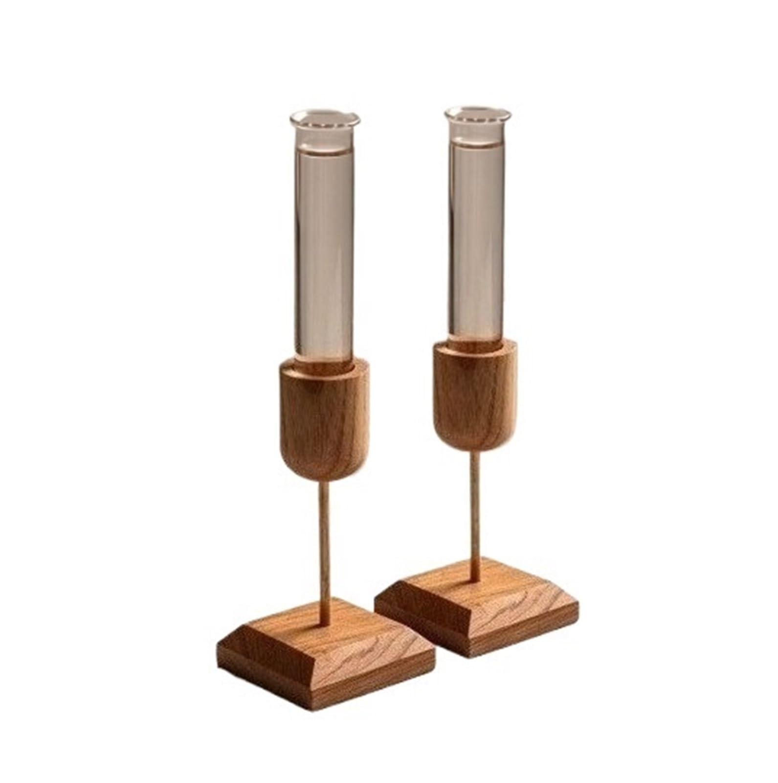 QuxetlRyz Glass Hydroponic Vase Home Desktop Ornaments Wooden Vases Test Tubes Transparent Glass Hydroponic Plants Art Flower Rustic Style