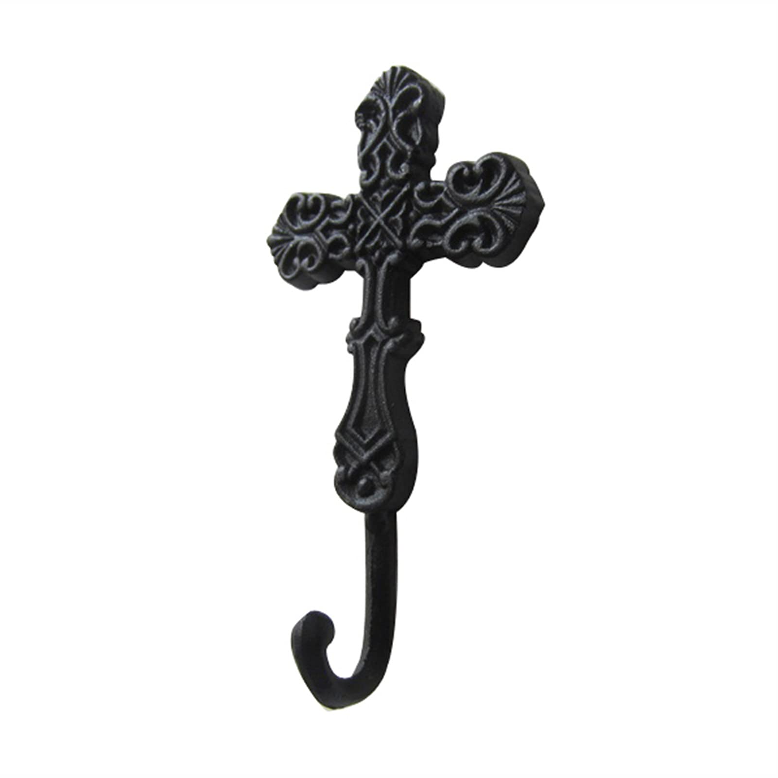 Żeliwny hak ścienny w kształcie krzyża retro Akcenty domu wiejskiego Ręcznie robione szorstkie dekoracje ścienne do domu i ogrodu Metalowy stojak /452(Antique Black)