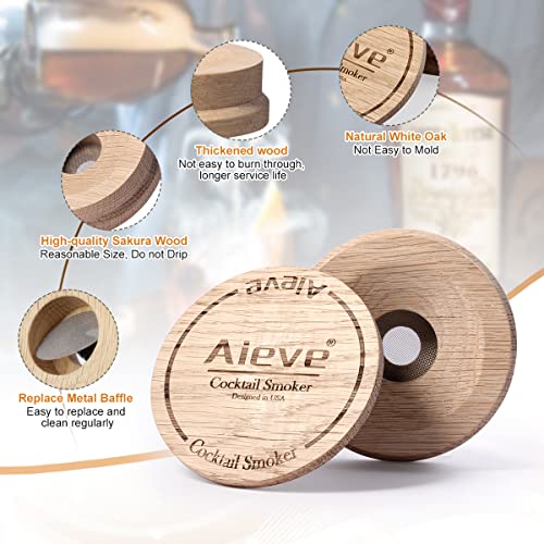 Aieve Cocktail Smoker Kit, Drink Smoker Thicken Chimney Whiskey Smoker Old Fashioned Kit Infuser Glass Topper Bourbon Smoker With Cherry Wood Chip, Distinctive Gift For Whiskey Lovers #TOP2