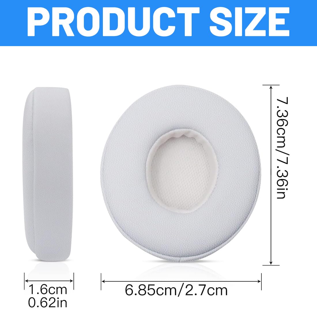 Cuscinetti Auricolari Di Ricambio per Beats Solo 2 e Solo 3 Wireless On-Ear Cuffia con morbida pelle proteina/memory foam/nastro adesivo forte - Bianca