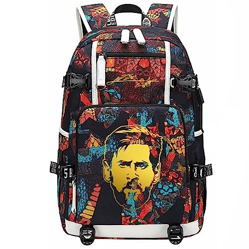 YUNZYUN Mochila multifuncional para fãs de laptop de viagem M-essi bolsa multicolorida para homens e mulheres, Padrão vermelho - 2, Free Size