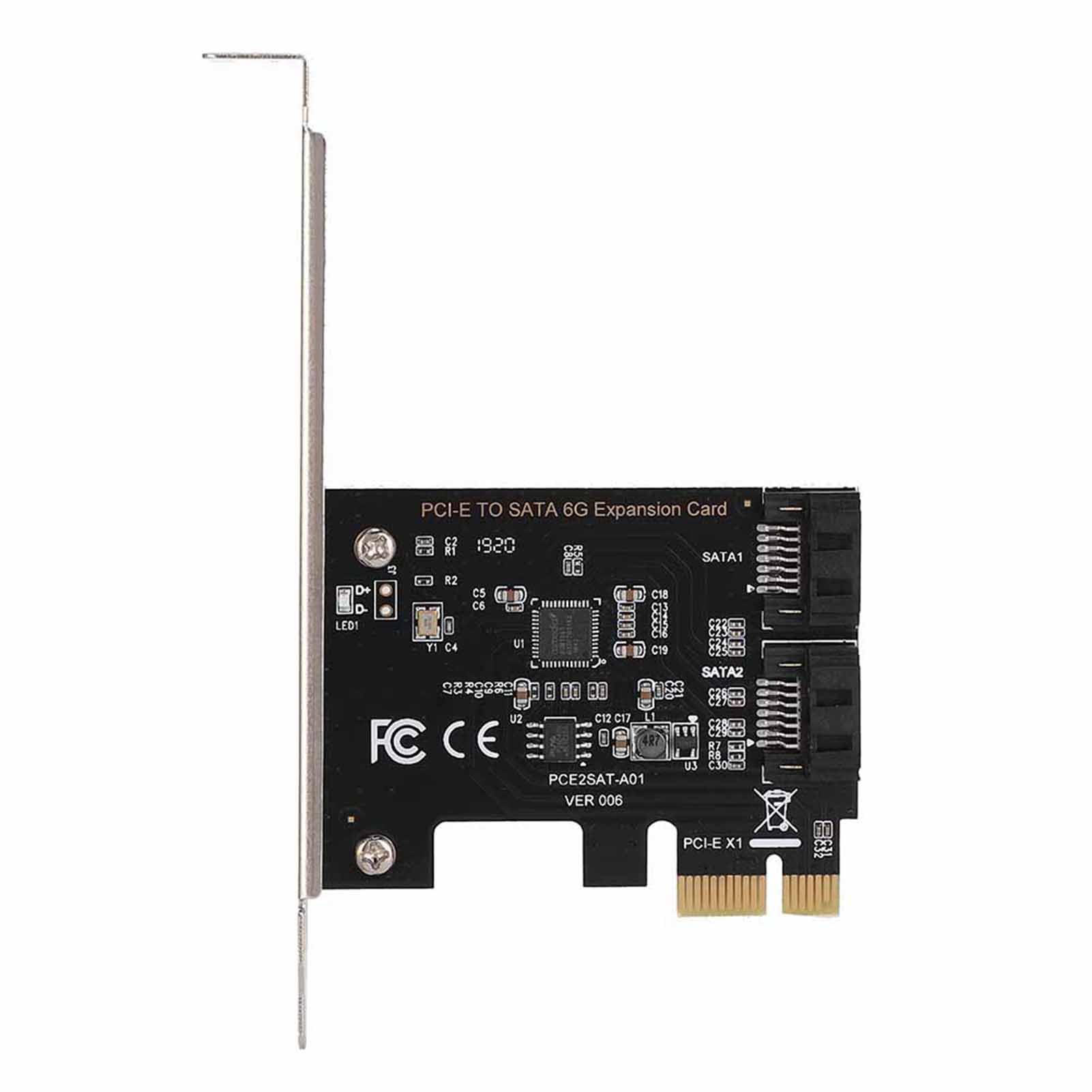 Carte PCI Express, 6 Gbps Cartes d'adaptateur d'extension Cartes PCI-E PCI Express vers SATA 3.0 2 Ports SATA III Adaptateur PCI-E pour XP/7/8, Vista, Mac, Linux, Server2003.