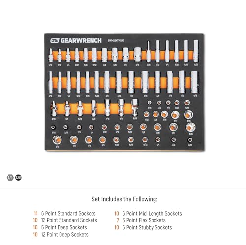 Image of GEARWRENCH 68 Piece 1 /4 inch Drive Master SAE Socket Set in Foam Storage Tray - GWMSSKT14SAE (Pack of 6)