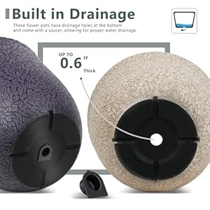 Worth Garden Plastic Round 8" Plant Pots for Indoor Plants - Set of 6 Multicolor Small Flower Pots W/Drainage Hole and Rubber Plug - Home Christmas Decorative planters Retro Floral Pattern Worth Garden Plastic Round 8 Plant Pots for Indoor Plants Set of 6 Multicolor Small Flower Pots WDrainage Hole and Rubber Plug Home Christmas Decorative planters Retro Floral Pattern