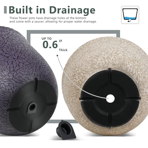 Worth-Garden-Plastic-Round-8-Plant-Pots-for-Indoor-Plants-Set-of-6-Multicolor-Small-Flower-Pots-WDrainage-Hole-and-Rubber-Plug-Home-Christmas-Decorative-planters-Retro-Floral-Pattern Worth Garden Plastic Round 8 Plant Pots for Indoor Plants Set of 6 Multicolor Small Flower Pots WDrainage Hole and Rubber Plug Home Christmas Decorative planters Retro Floral Pattern